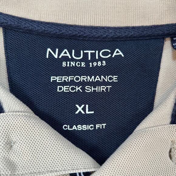 Nautica Polo Shirt Beige Cotton Blend Classic Fit Deck Style XL - Picture 6 of 6